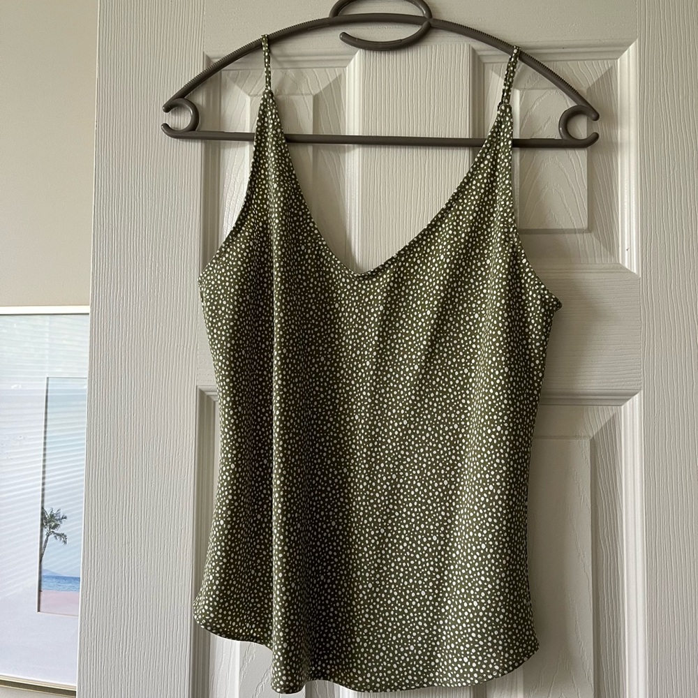 Abercrombie Green and White Dot Tank